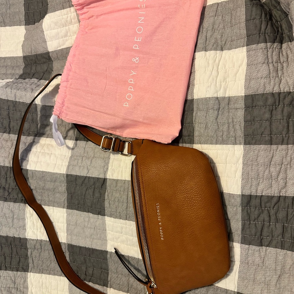 Poppy & Peonies Tan Crossbody Bag